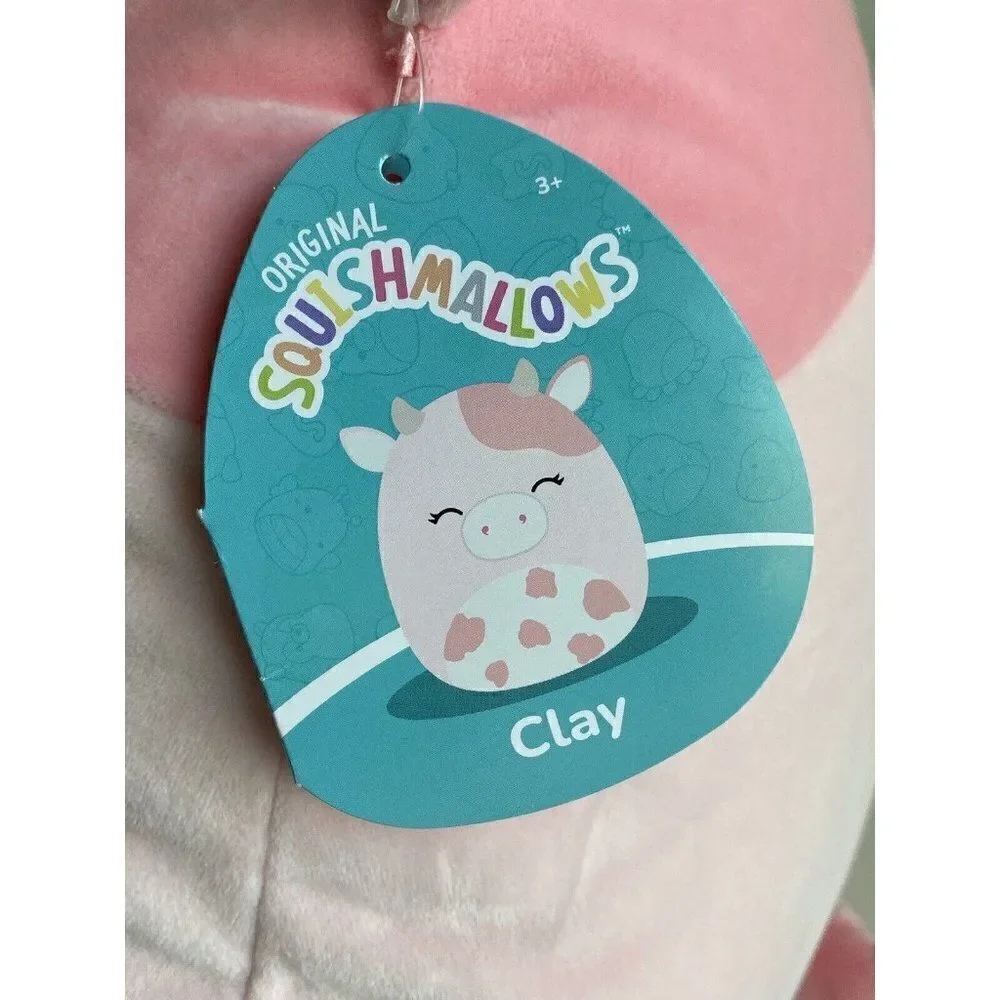 Squishmallow 16” CLAY the COW Pink Spotted Belly KELLYTOY‎ Soft Plush 2023 NEW